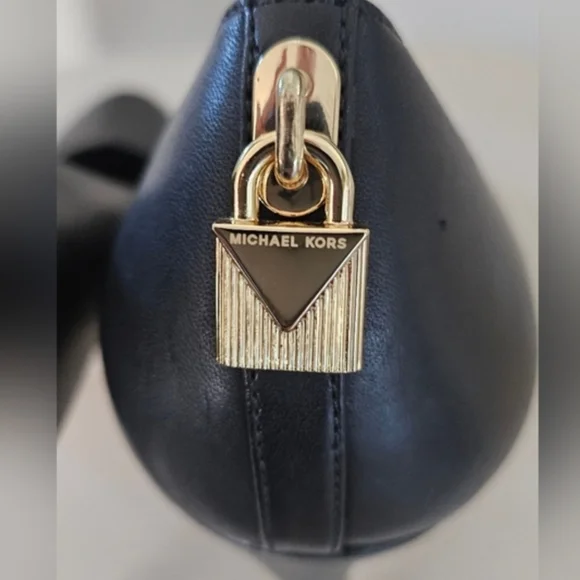 Michael Kors Black Leather Heels with Gold Accent - Picture 9 of 9